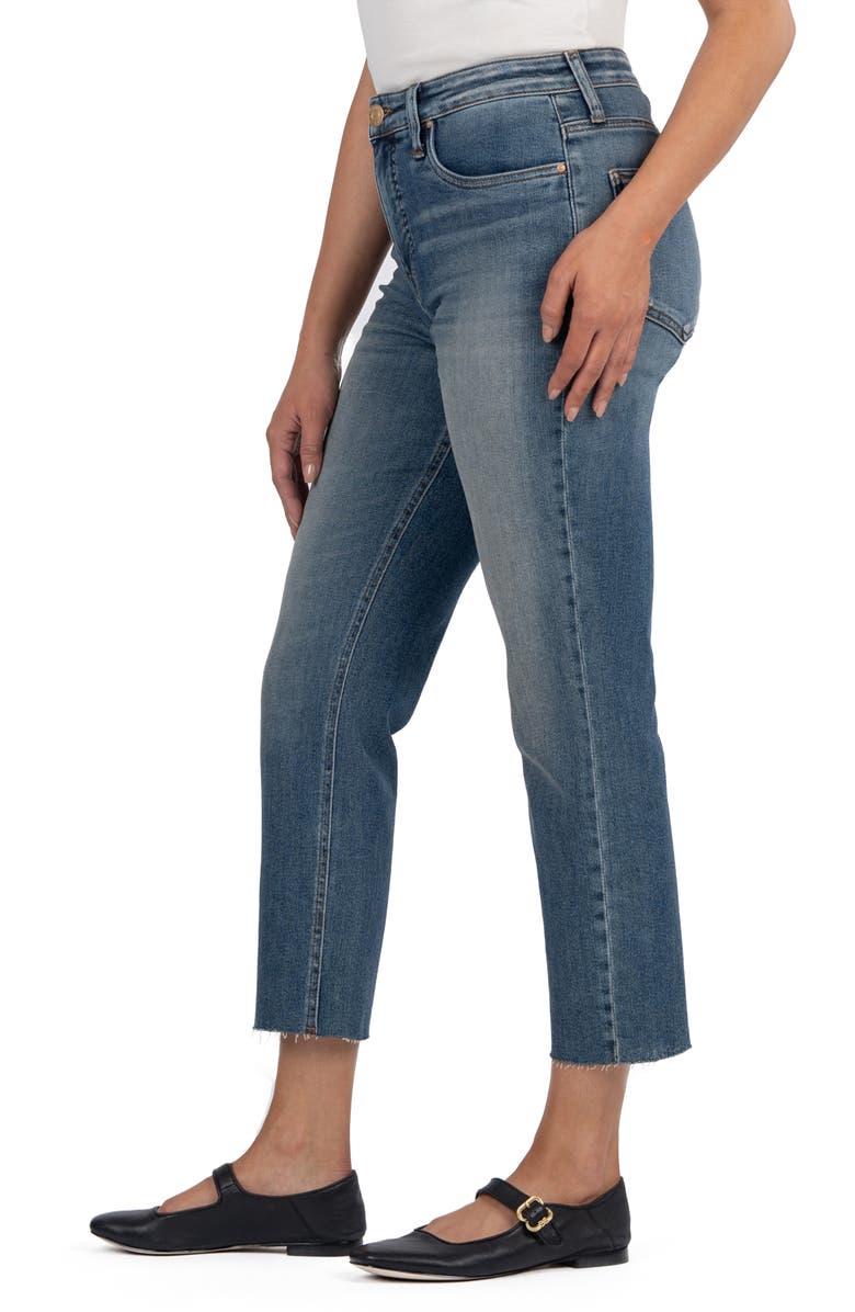 KUT from the Kloth Rachel High Waist Raw Hem Crop Mom Jeans, Alternate, color, Braveness