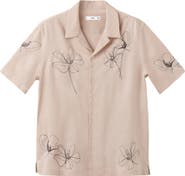MANGO Regular Fit Embroidered Floral Camp Shirt