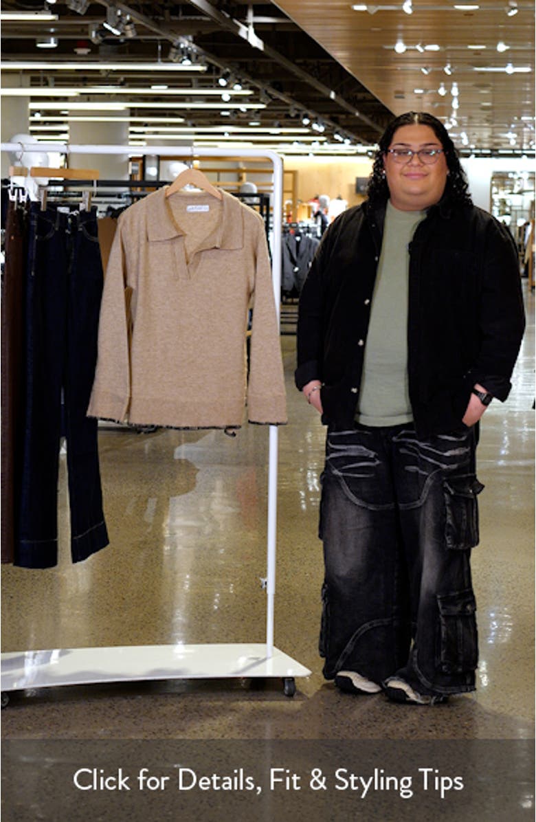 Elise Blanket Stitch Johnny Collar Sweater, sales video thumbnail