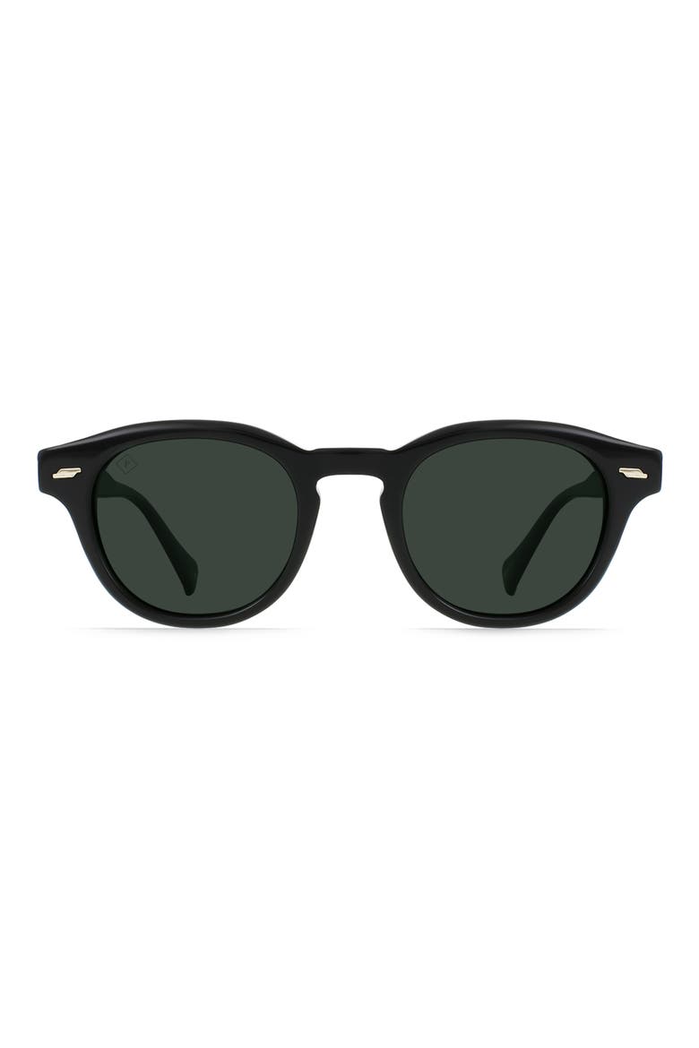 Kostin Round Polarized Square Sunglasses, Main, color, RECYCLED BLACK/ GREEN POLAR
