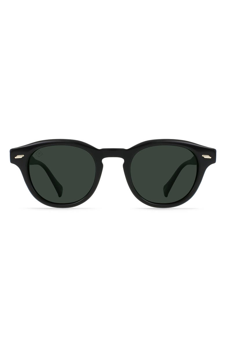 RAEN Kostin Round Polarized Square Sunglasses, Main, color, Recycled Black/ Green Polar