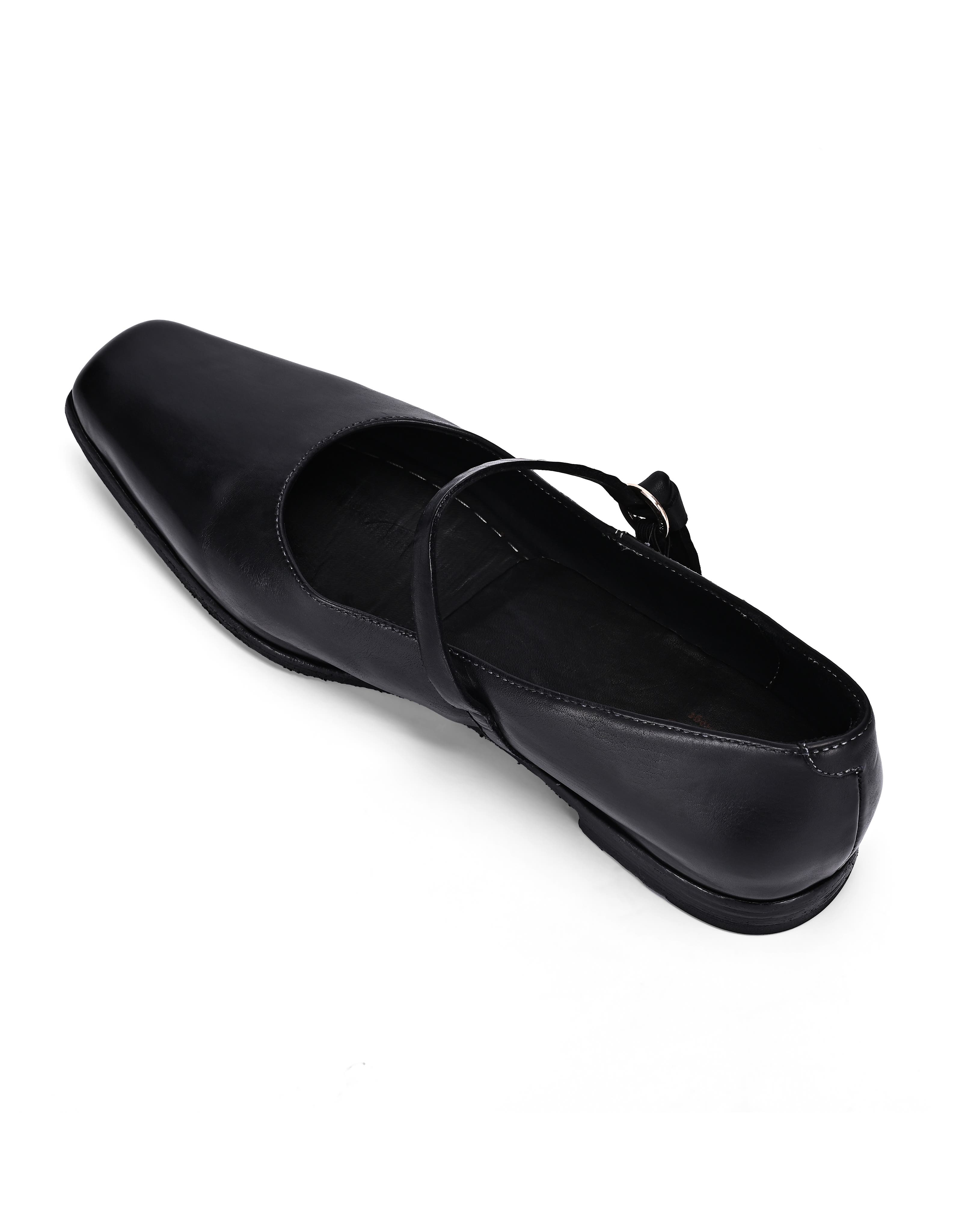 OLD TREND Classic Genuine Leather Polished Vintage Mary Jane Flat, Alternate, color, Black