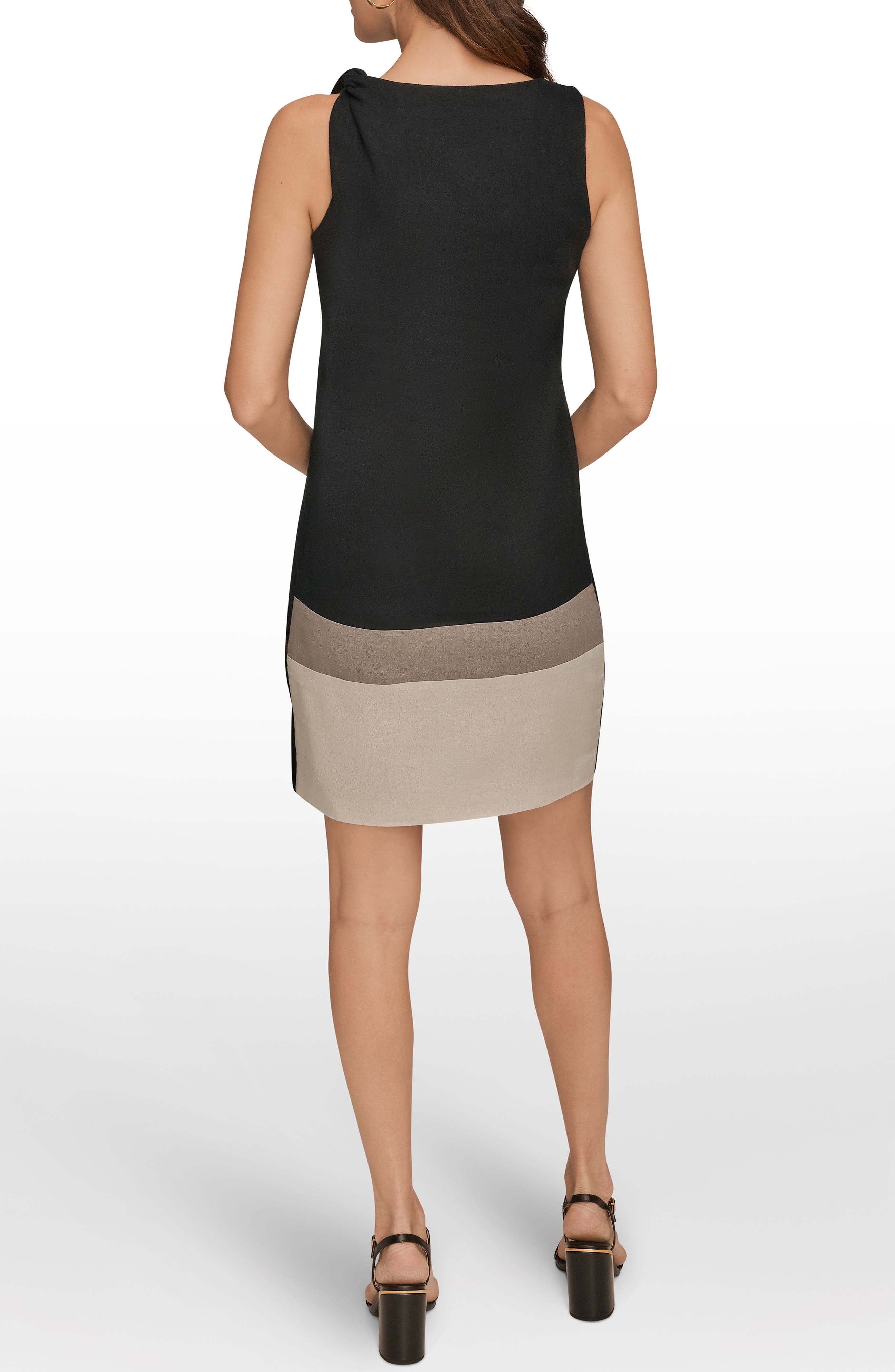 Linen-Blend Color-Block Shift Dress - image 2