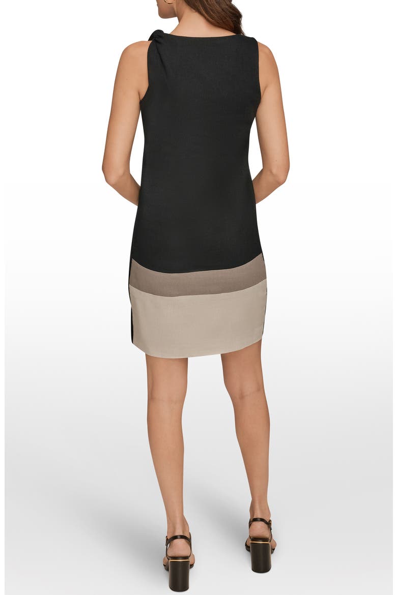 Linen-Blend Color-Block Shift Dress, Alternate, color, BLACK-DRIFTWOOD-VELLUM