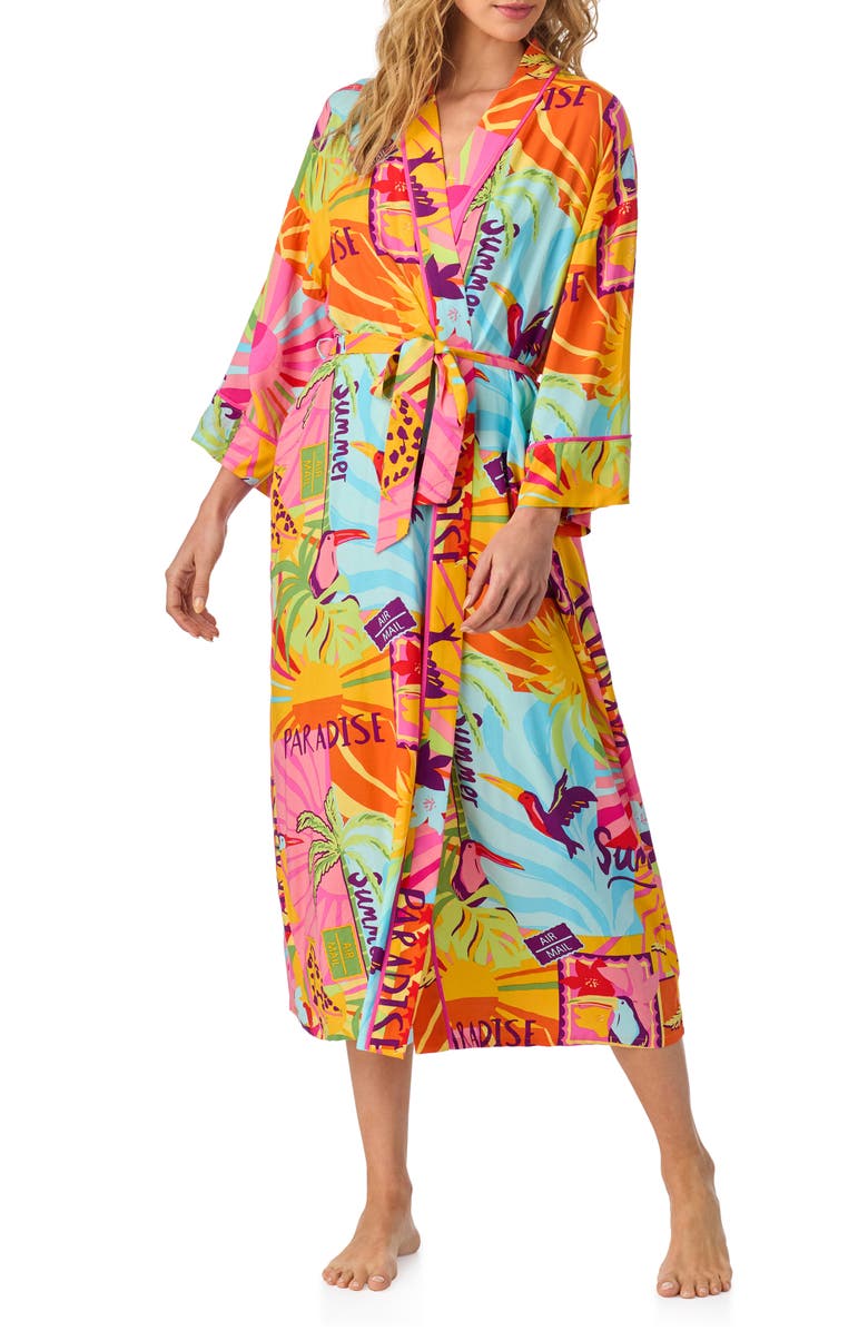 Room Service Pjs Print Longline Robe, Alternate, color, Multi Pattern