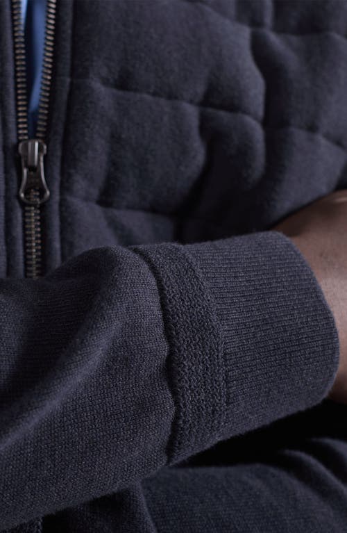 Bugatchi Quilted Zip-up Sweater Jacket In Blue