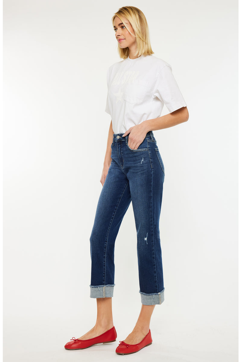 Irma High Rise Cropped Straight Leg Jeans, Alternate, color, Dark Wash