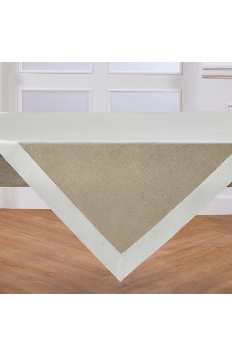 Solino Home Linen Table Throw - Contempo, 52" x 52", 52" x 52", Alternate, color, White And Natural