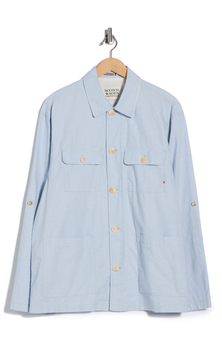 Scotch & Soda Relaxed Fit Cotton & Linen Shirt Jacket, Alternate, color, Medium Blue