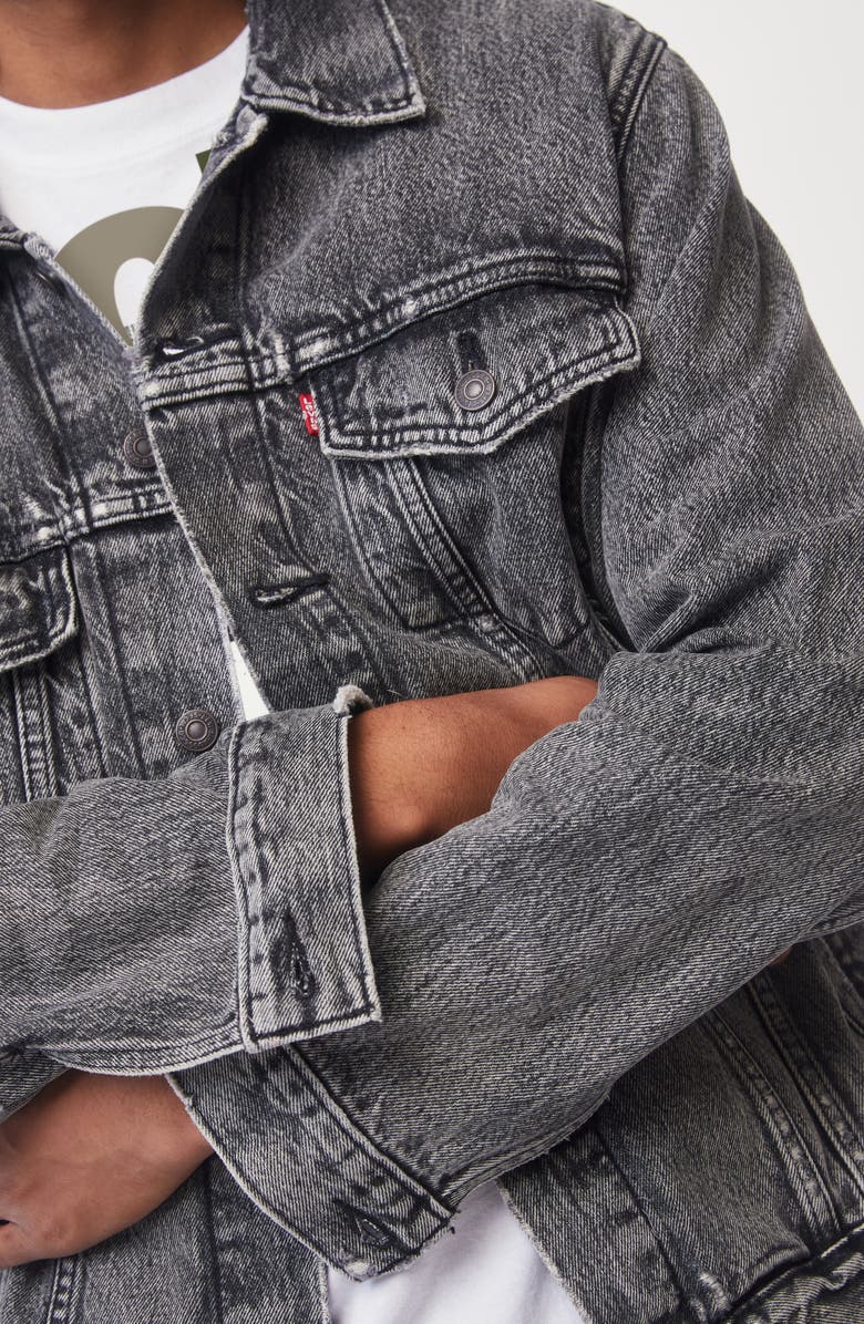 Levi's<sup>®</sup> Relaxed Fit Denim Trucker Jacket, Alternate, color, Black Bear Claws Dx