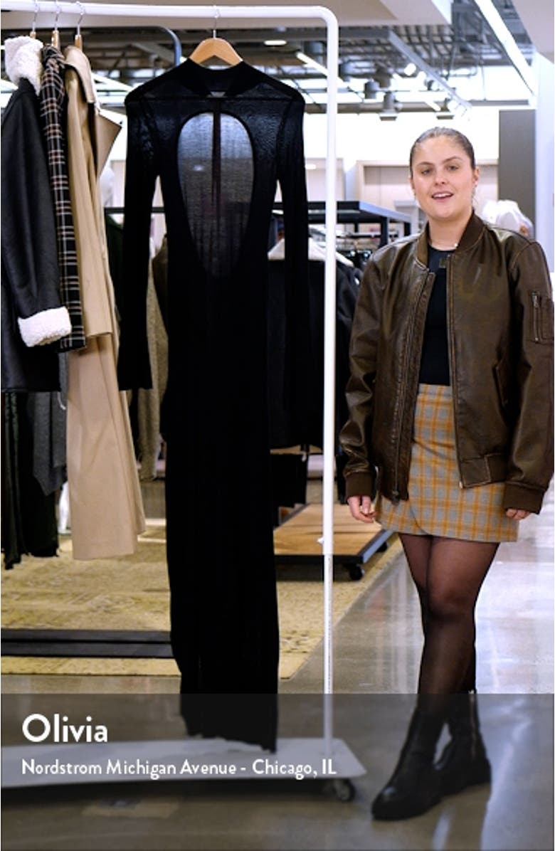 Sancha Open Back Long Sleeve Semisheer Body-Con Maxi Dress, sales video thumbnail