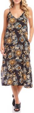 Karen Kane Floral Sleeveless Crepe Midi Dress