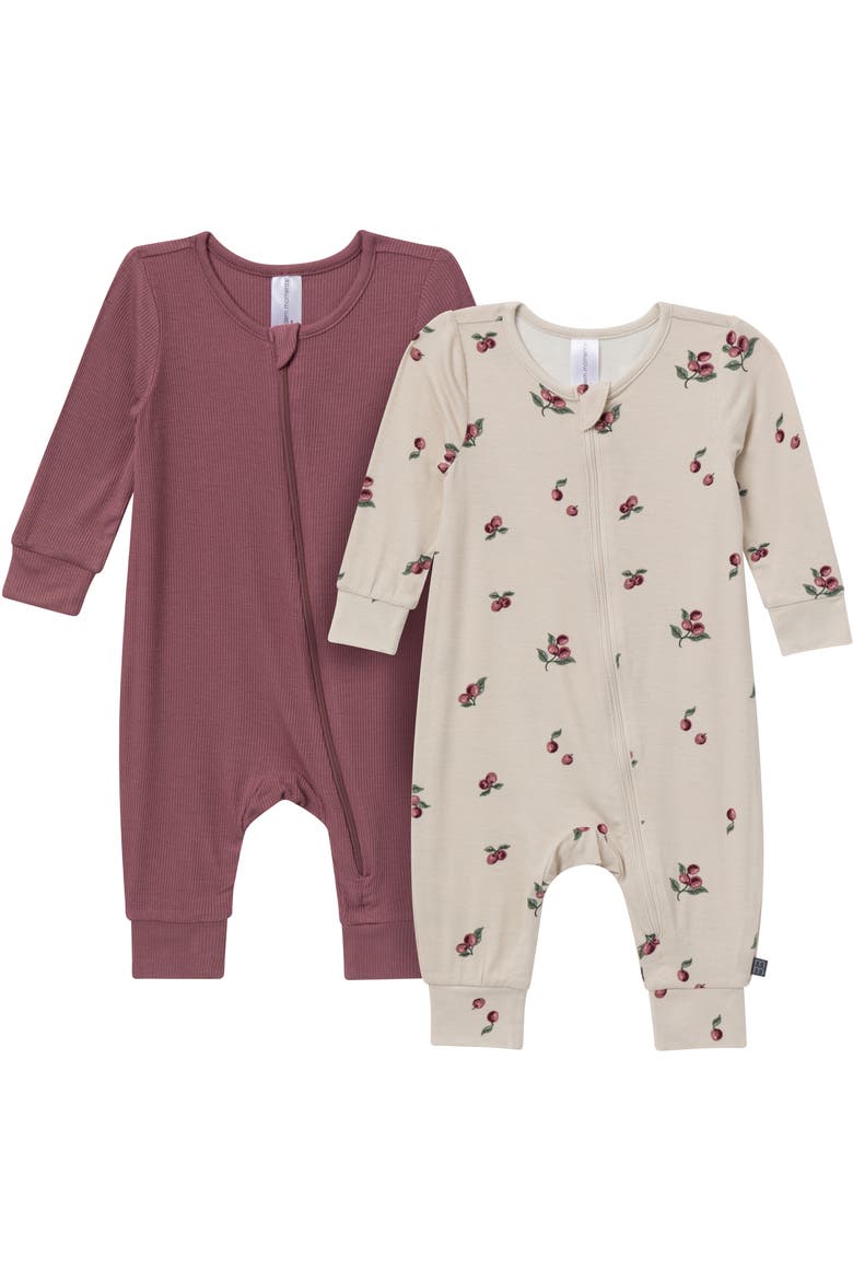 Long Sleeve Footless Rompers, Main, color, Gray and Purple