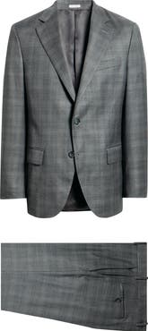 Peter Millar Hartford Classic Fit Grey Plaid Wool Suit