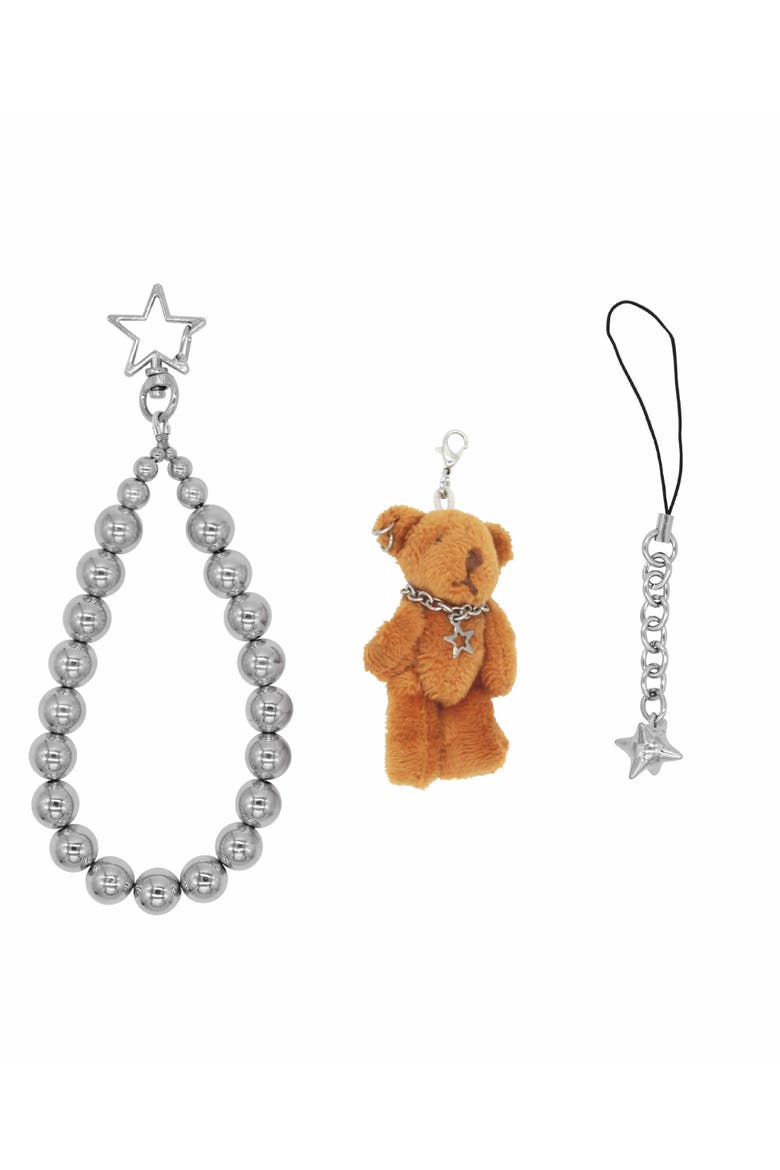 Beaded Teddy Bear Phone Strap, Alternate, color, Brown