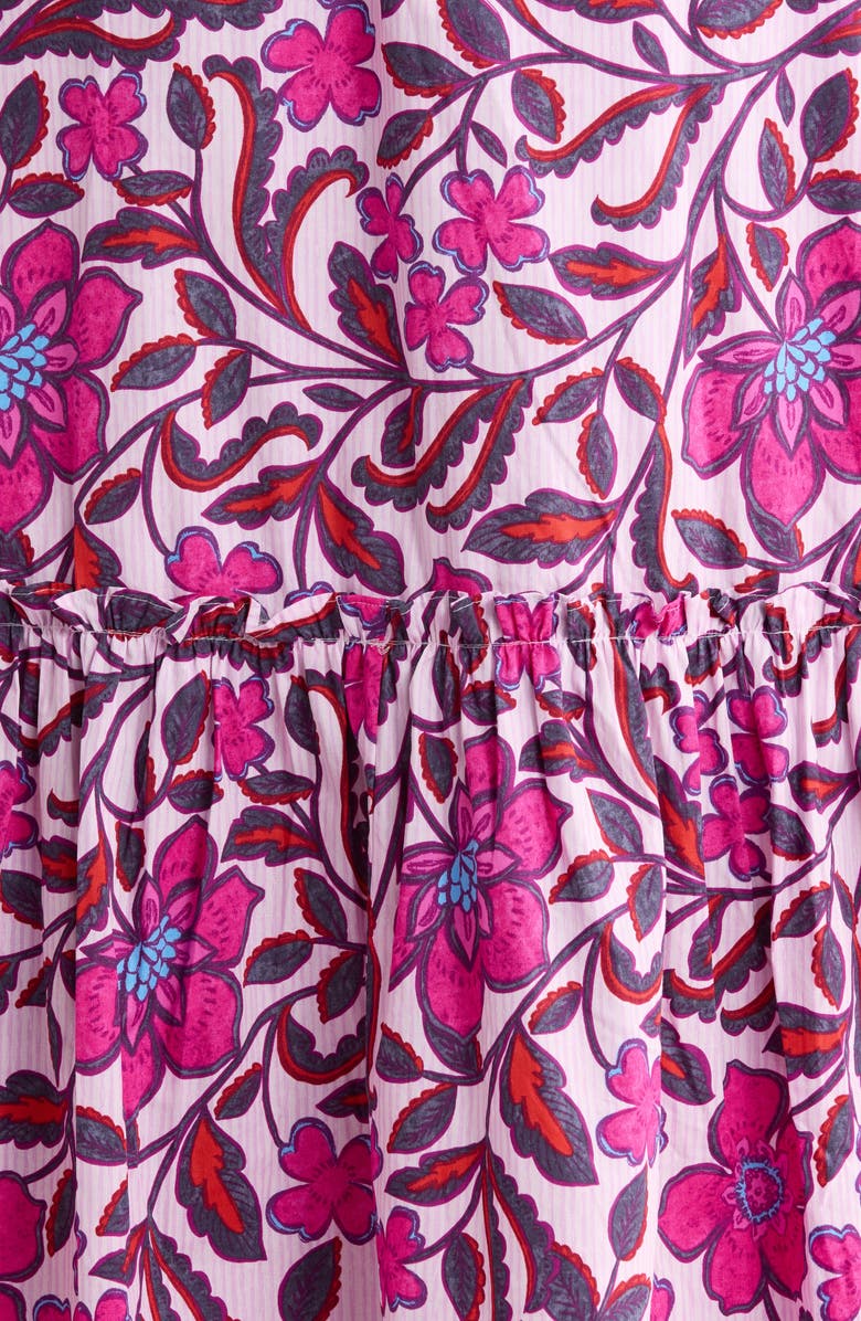 SUGARLIPS Floral Ginny Puff Sleeve Tiered Cotton Midi Dress, Alternate, color,