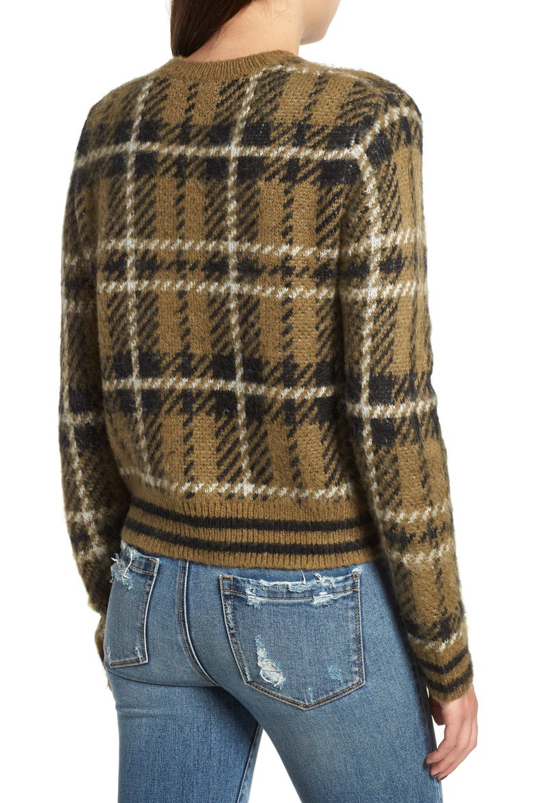 Plaid Sweater, Alternate, color, OLIVE ITALY BRUSHED PLAID