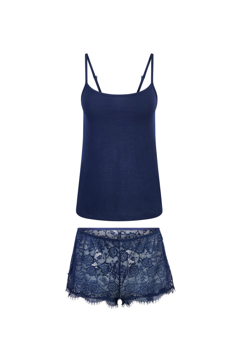 Rayne Cami & Lace Shorts Set Lingerie, Alternate, color, Dark blue