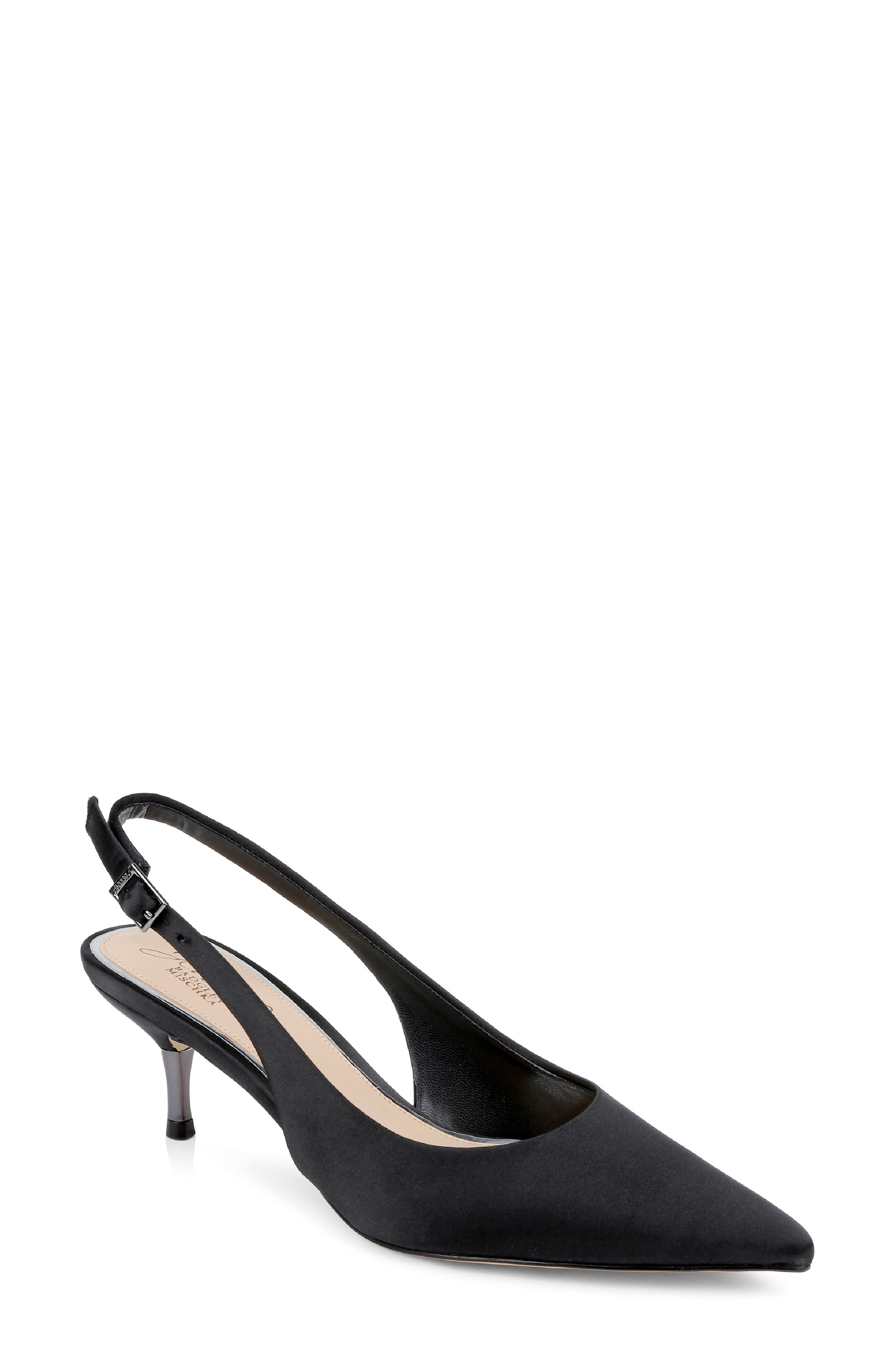 Jewel Badgley Mischka Ilana Slingback Pump, Main, color, Black Satin
