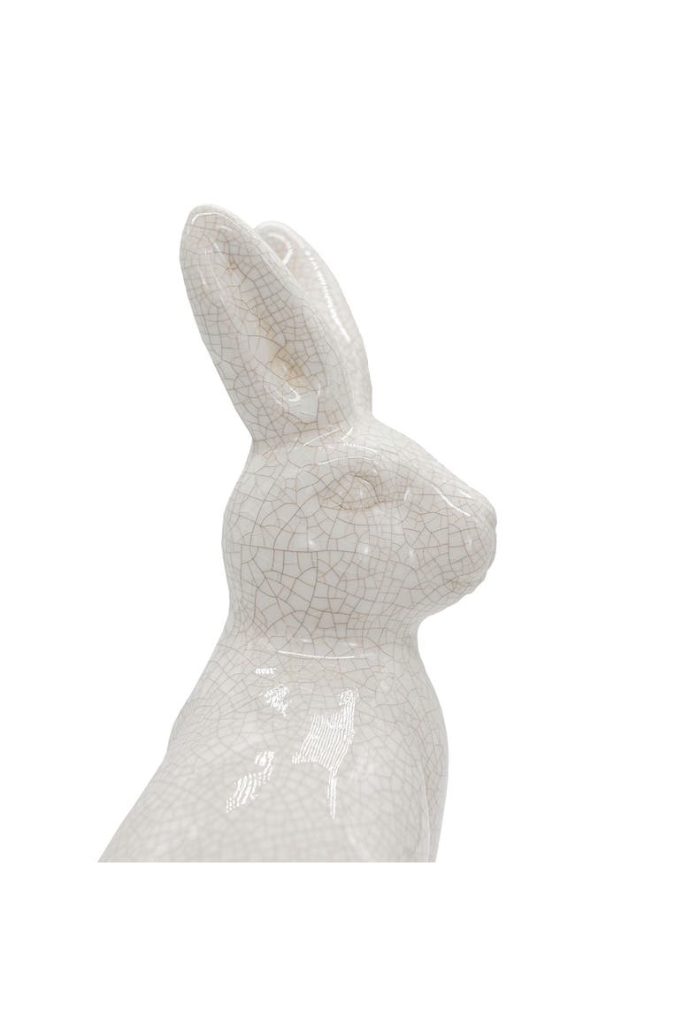 Vintage Crackle Bunny Figure White Stoneware, Alternate, color, White