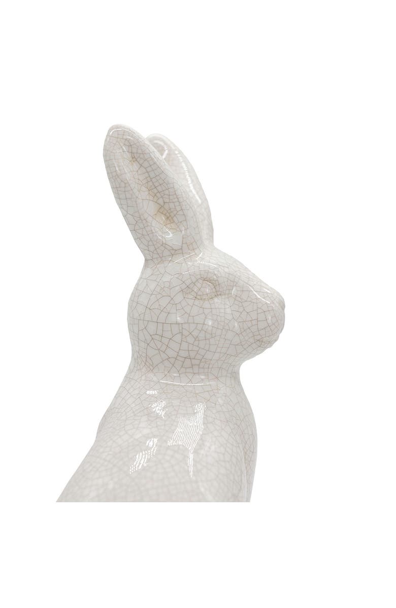 Foreside Home and Garden Vintage Crackle Bunny Figure White Stoneware, Alternate, color, White