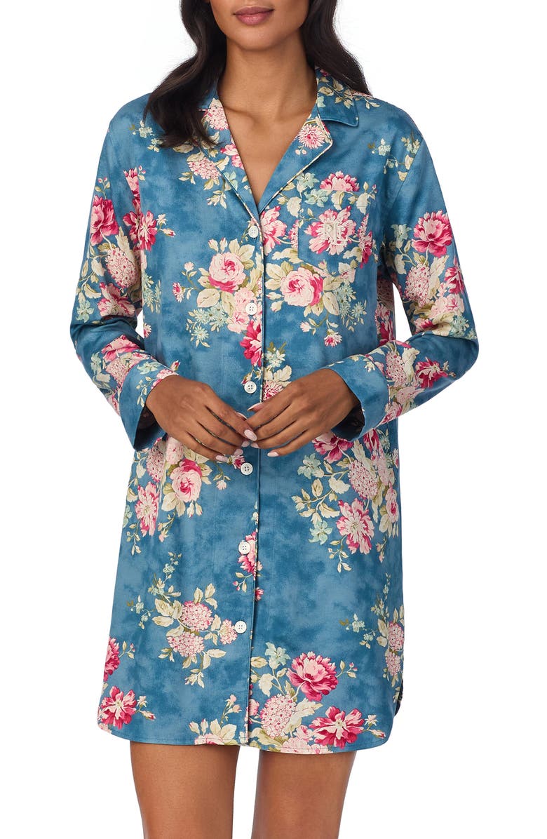 Lauren Ralph Lauren Floral Print Nightgown, Main, color, 
