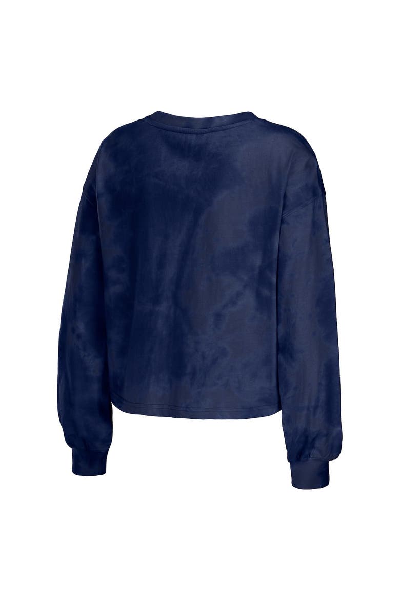 Women's WEAR by Erin Andrews Navy Houston Astros Tie-Dye Cropped Pullover Sweatshirt & Shorts Lounge Set, Alternate, color, Navy