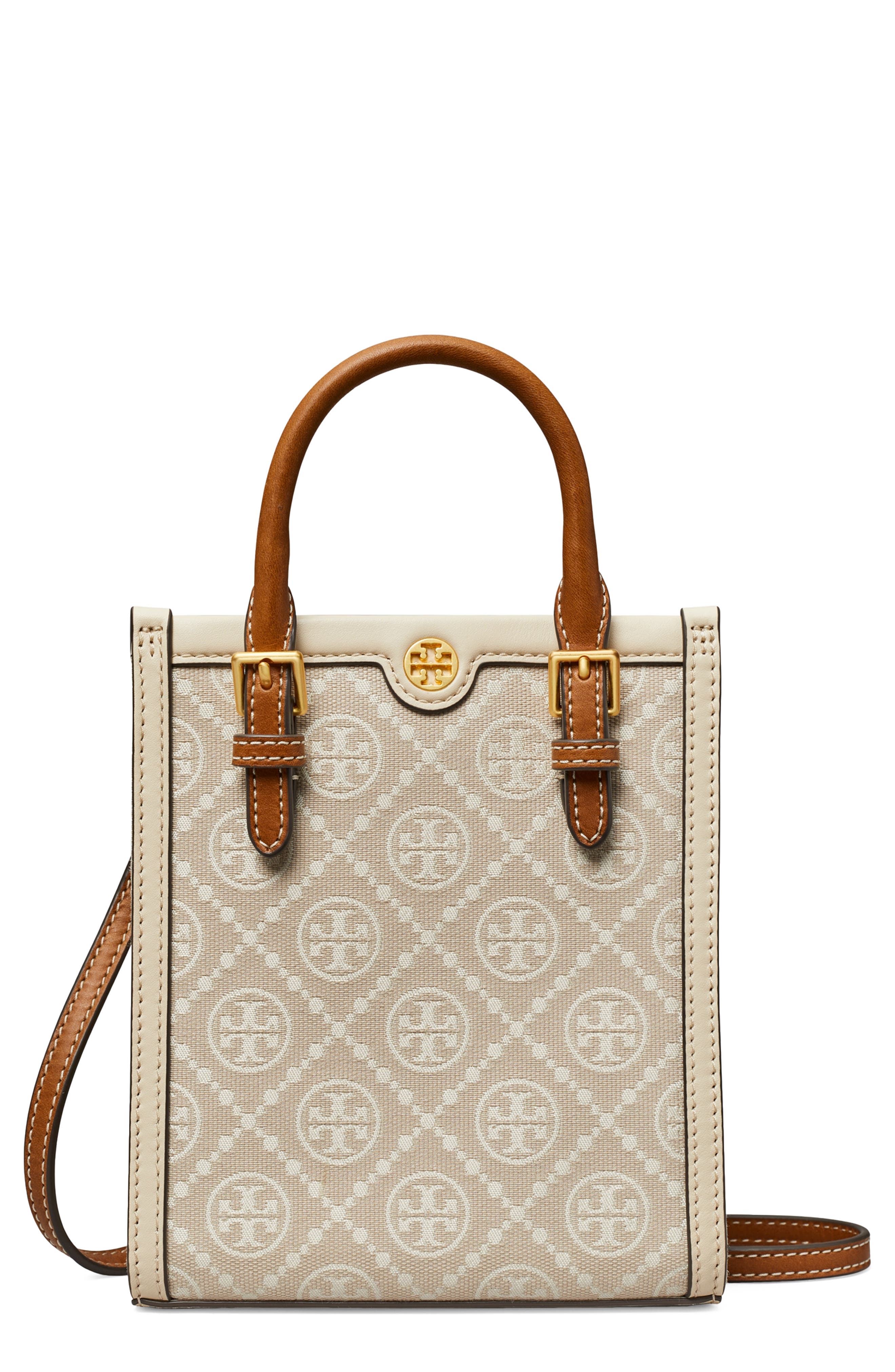 Tory Burch Mini T Monogram North/South Tote, Main, color, 