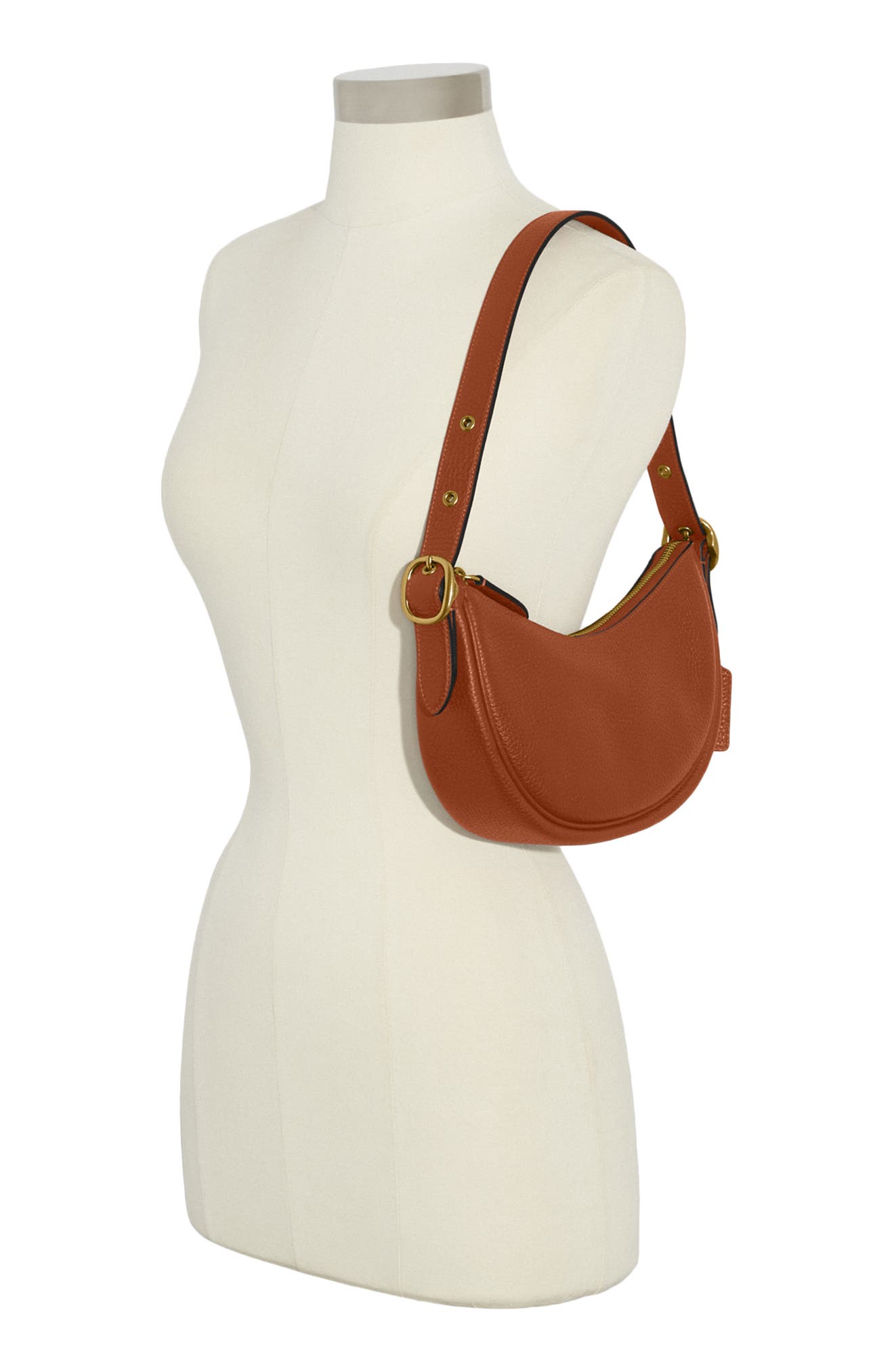 Luna Soft Pebble Leather Shoulder Bag, Alternate, color, B4/ BURNISHED AMBER