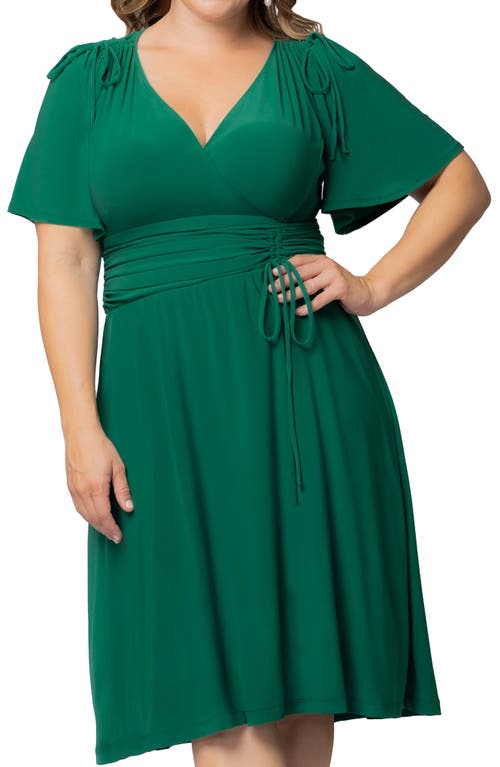 Kiyonna Jemma Ruched Tie Dress In Clover Green