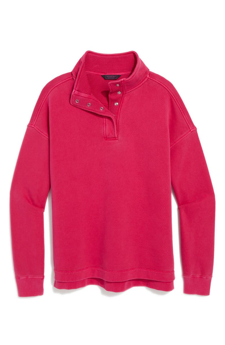 vineyard vines Waffle Mix Half Snap Cotton Pullover, Alternate, color, Charm Pink