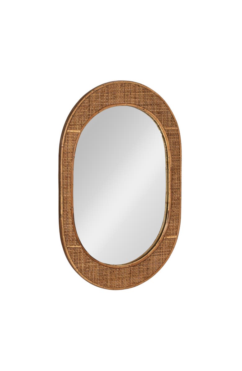 Storied Home Oval wood and Rattan Framed Wall Mirror, Natural, Main, color, Natural