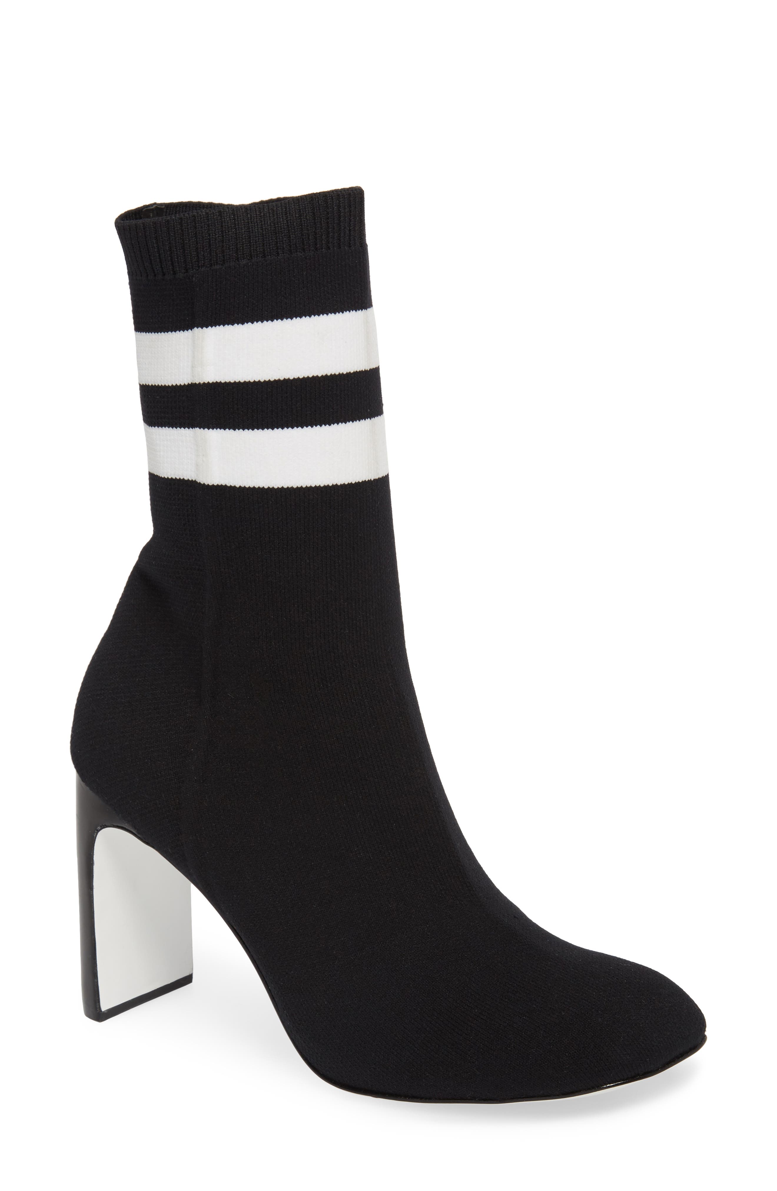 Ellis Sock Bootie, Main, color, BLACK/ WHITE