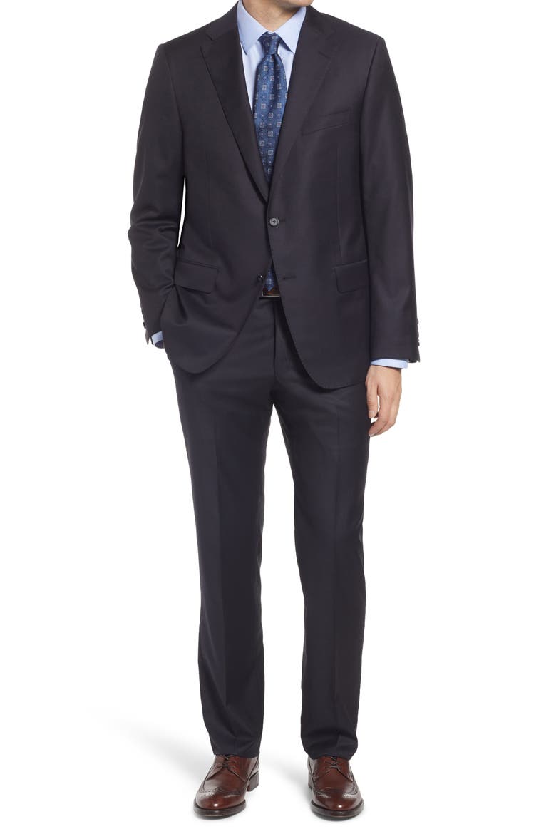 Infinity Classic Fit Solid Wool Suit, Main, color, NAVY