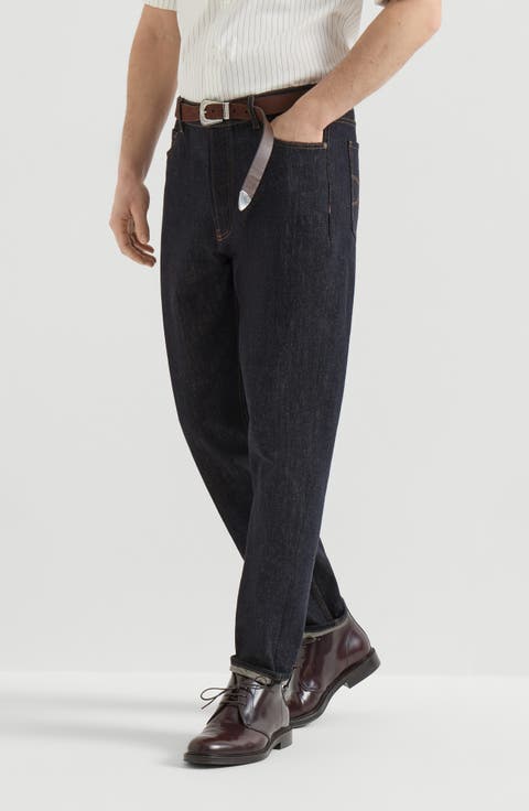 No-fade denim iconic fit five-pocket trousers