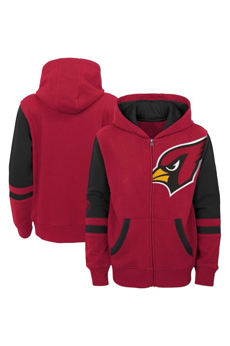 Youth Cardinal Arizona Cardinals Colorblock Full-Zip Hoodie, Main, color, Cardinal