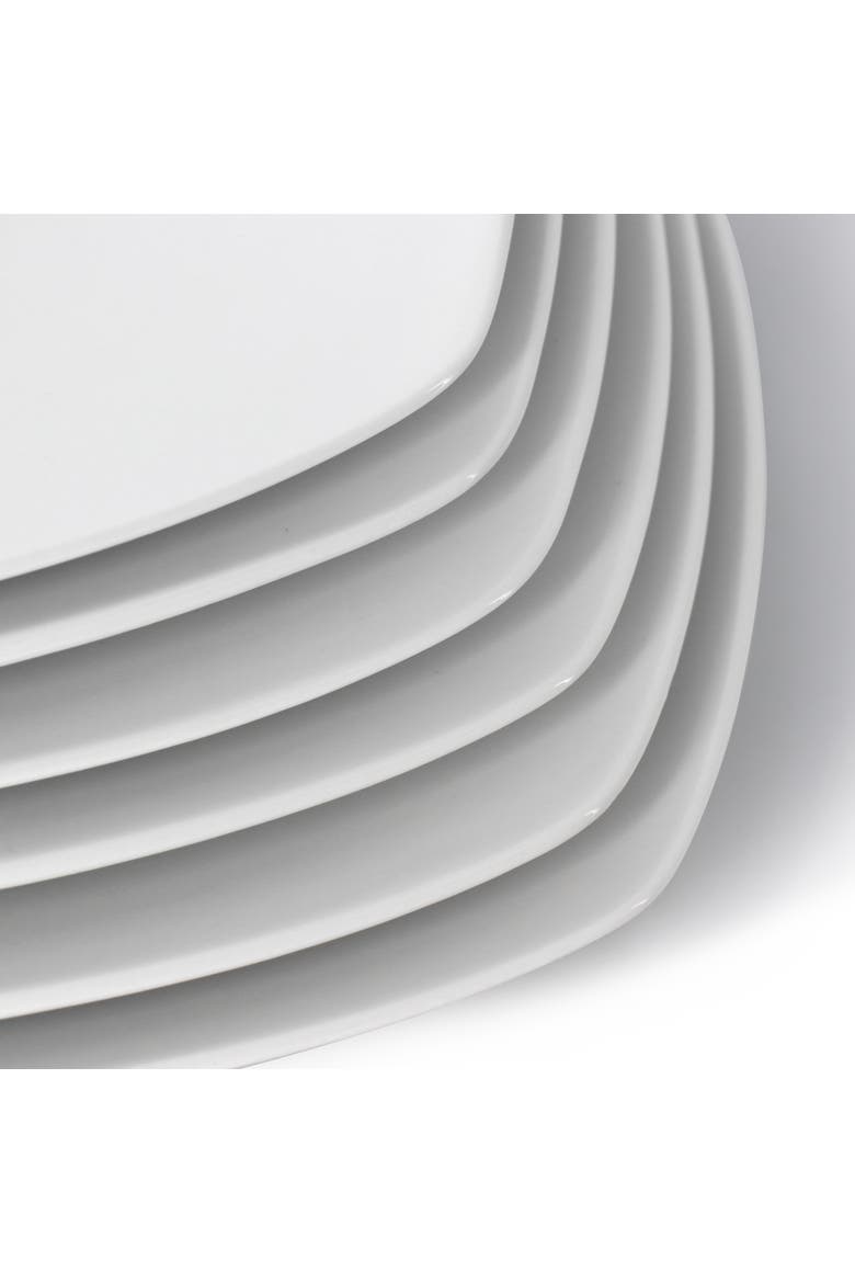 12 Piece Square Porcelain Large Dinner Plates, Alternate, color, White