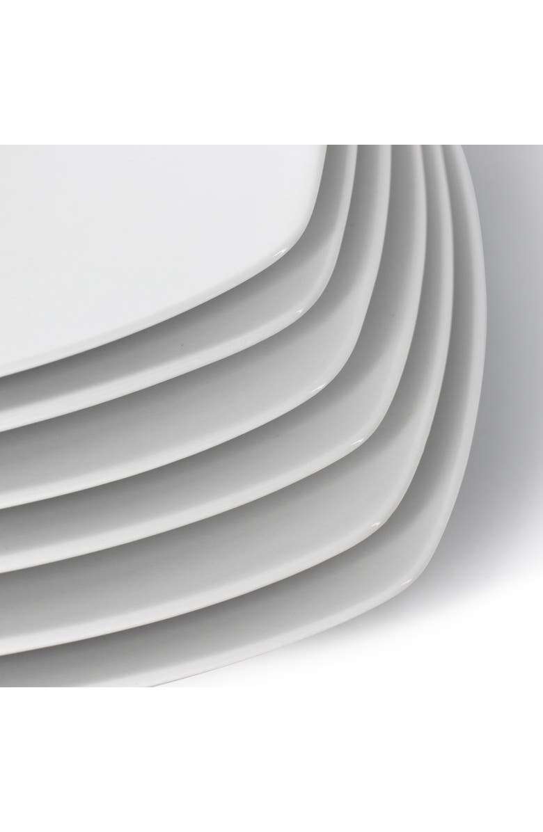 Elama 12 Piece Square Porcelain Large Dinner Plates, Alternate, color, White