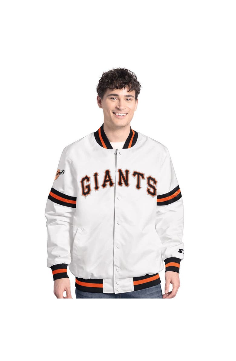 STARTER Men's Starter  White San Francisco Giants Cooperstown Scout Full-Snap Varsity Jacket, Main, color, White