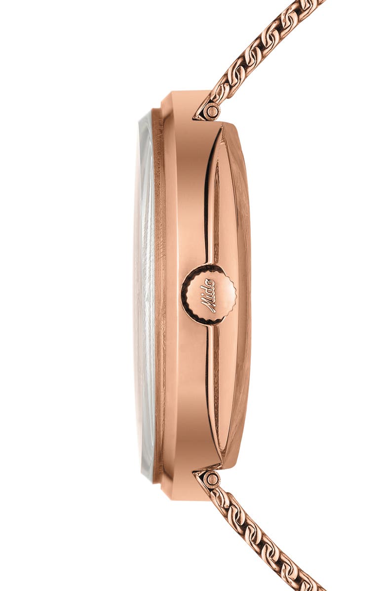 MIDO Commander Shade Mesh Strap Watch, Alternate, color, Rose Gold