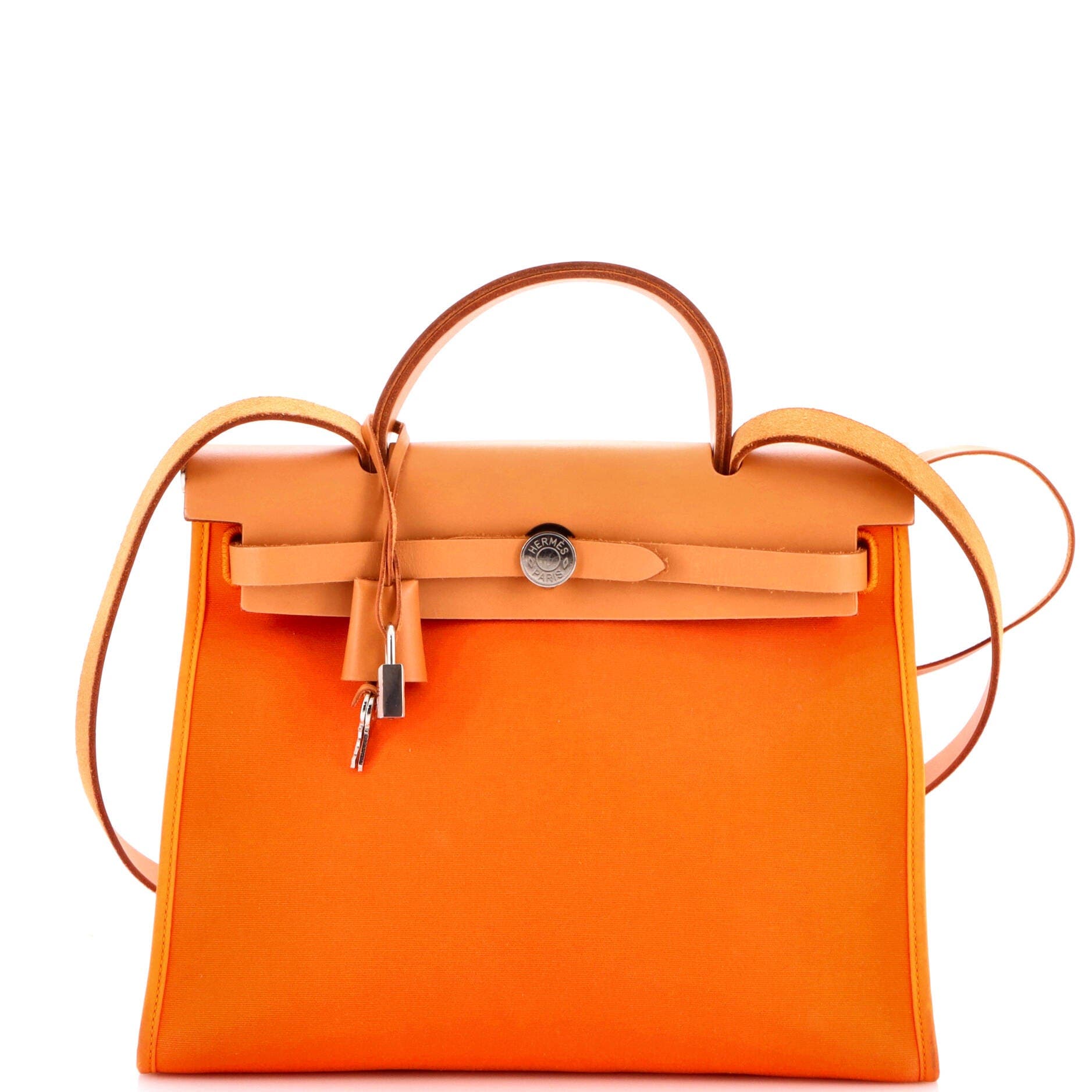 Herbag Zip Leather and Toile 31, Main, color, Orange