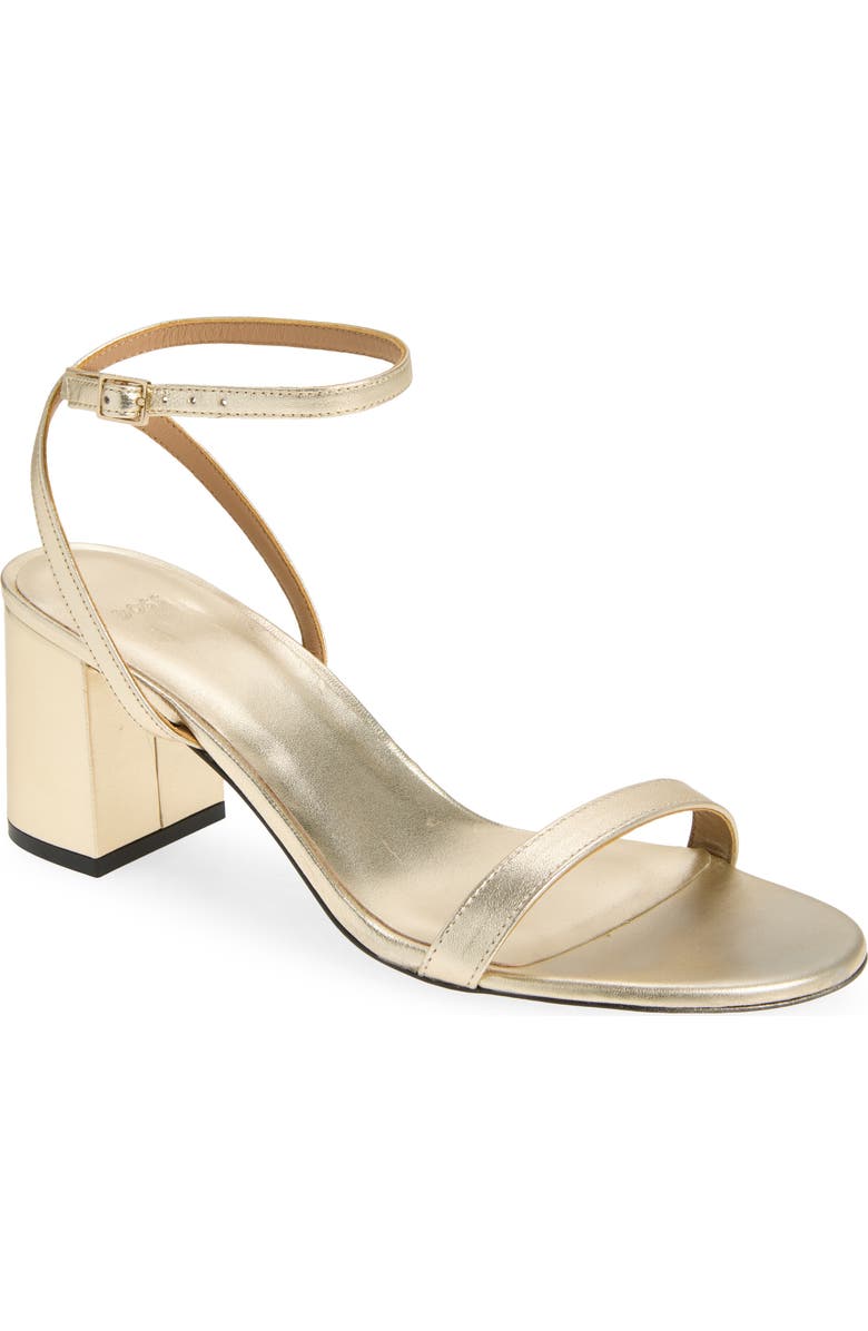 BOSS Cristas Leather Ankle Strap Sandal, Main, color, Gold