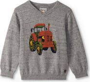 Hatley Tractor V-Neck Cotton Intarsia Sweater