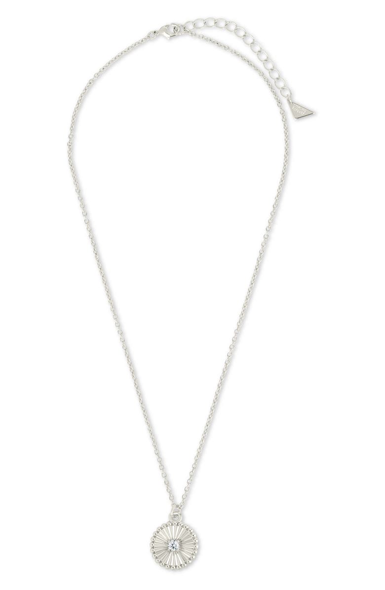 Sterling Forever Candiace Coin CZ Pendant Necklace, Alternate, color, Silver