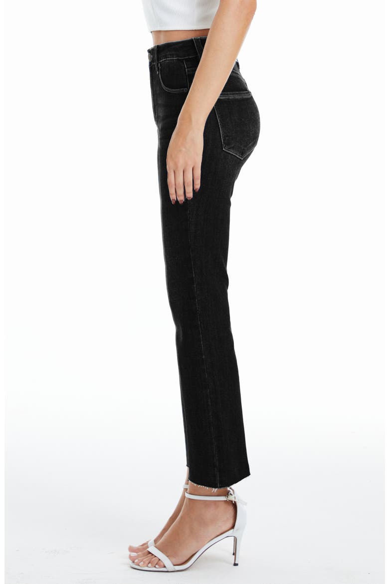 Raw Hem Crop Straight Leg Jeans, Alternate, color, BLACK