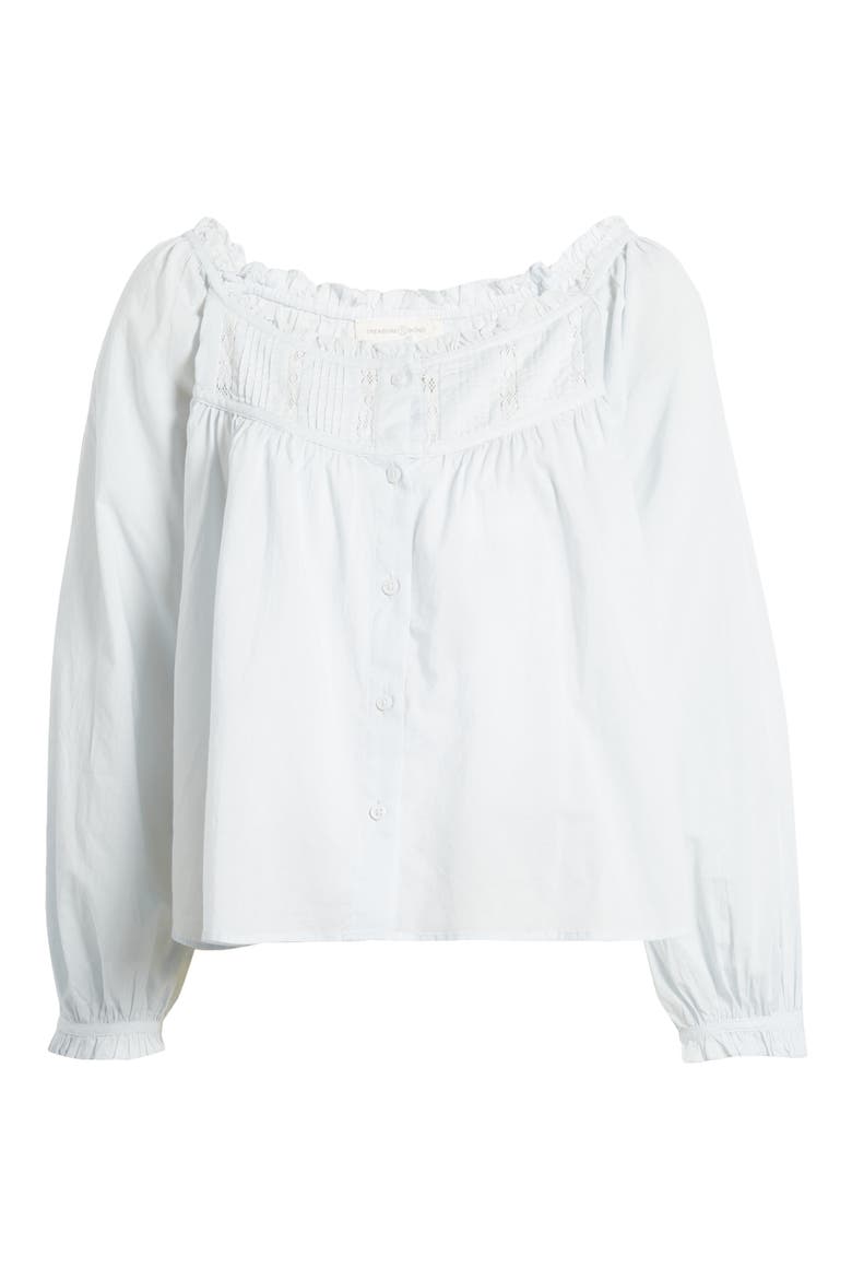 Ruffle & Lace Cotton Top, Alternate, color, BLUE ILLUSION