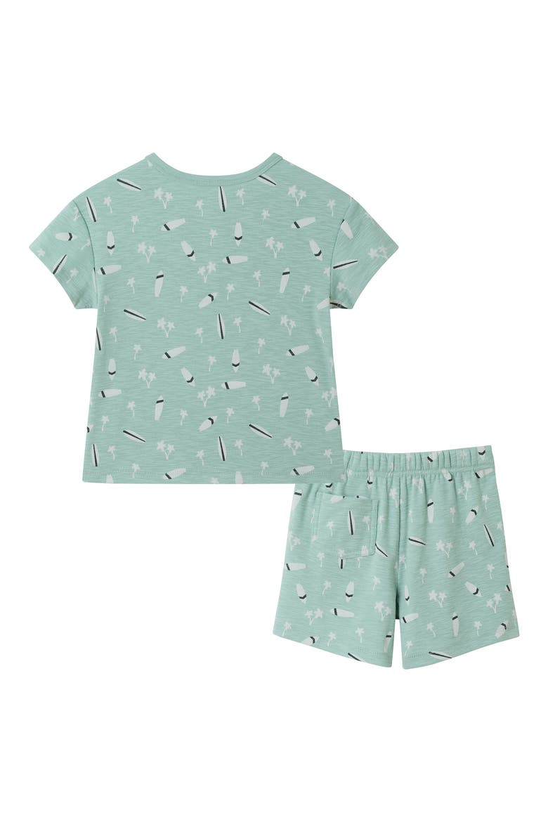 Kids' Surfboard Henley T-Shirt & Shorts Set, Alternate, color, GREEN