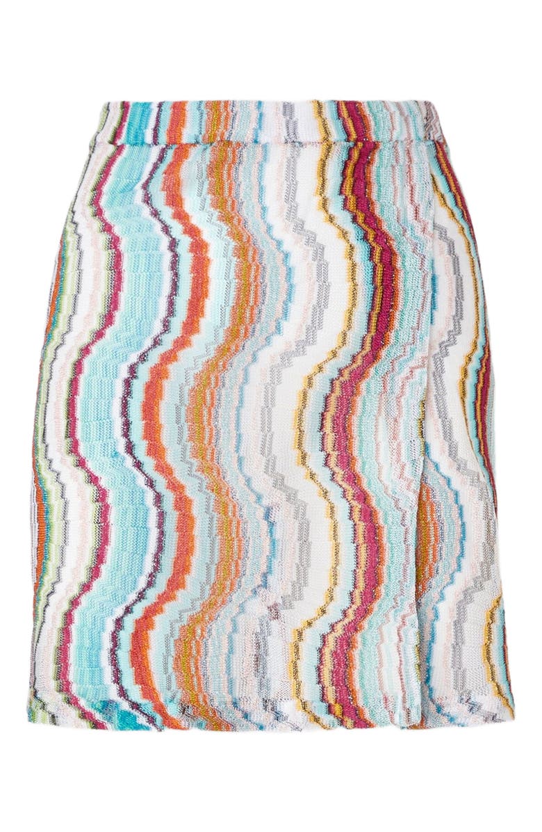 Missoni Cover-up Miniskirt With Lamé Wave Motif And Slit, Alternate, color, 