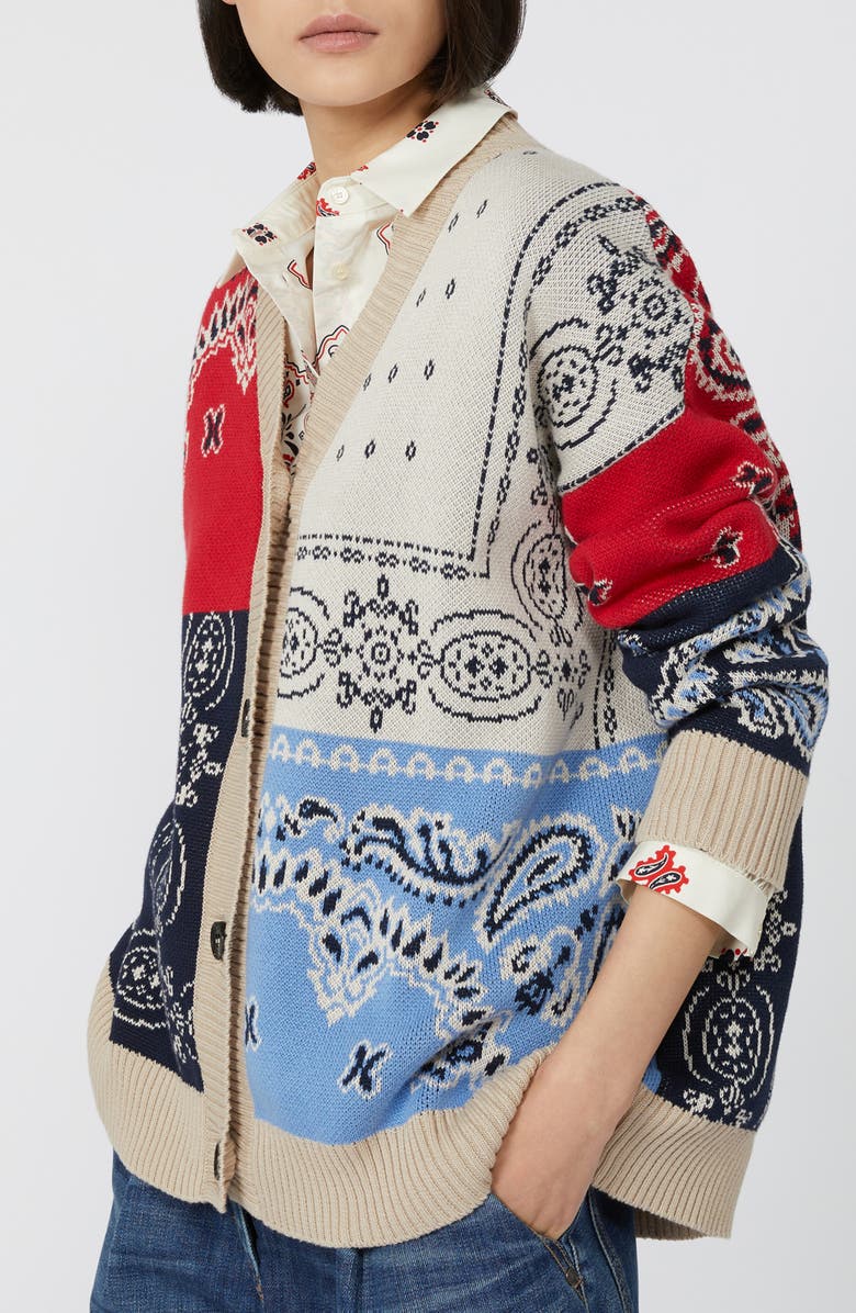 Weekend Max Mara Baobab Mixed Print Cotton Cardigan, Alternate, color, 