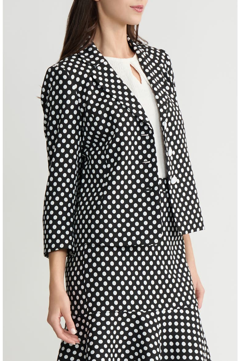 Three Button Blazer, Alternate, color, BLACK/ LILY WHITE